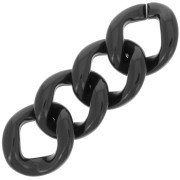 39x34mm Oval twisted acrylic link - Black x1|raw }}