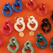 39x34mm Oval twisted acrylic link - Brick x1