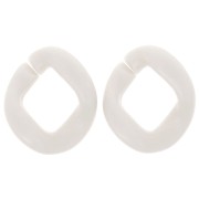 39x34mm Oval twisted acrylic link - Opaque cream satin x1