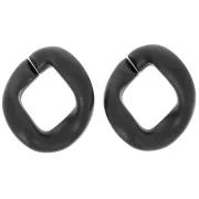 39x34mm Oval twisted acrylic link - Opaque black satin x1