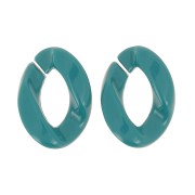 29x21mm Oval Twisted Acrylic Link - Duck blue x1