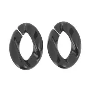 29x21mm Oval Twisted Acrylic Link - Black x1