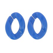 29x21mm Oval Twisted Acrylic Link - Electric blue x1