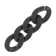 29x21mm Oval Twisted Acrylic Link - Opaque Black Satin x1