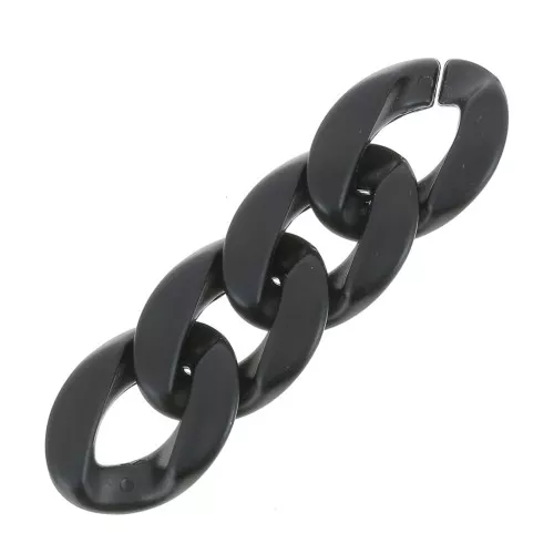 29x21mm Oval Twisted Acrylic Link - Opaque Black Satin x1