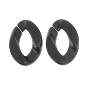 29x21mm Oval Twisted Acrylic Link - Opaque Black Satin x1