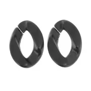 29x21mm Oval Twisted Acrylic Link - Opaque Black Satin x1