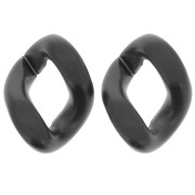 34x26mm Oval Twisted Acrylic Link - Opaque Black Satin x1