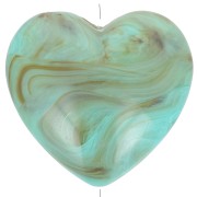 26x27mm Opaque resin heart bead - Marbled Turquoise x1