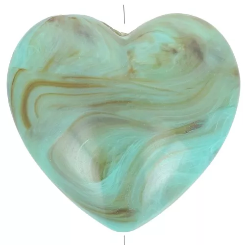 26x27mm Opaque resin heart bead - Marbled Turquoise x1