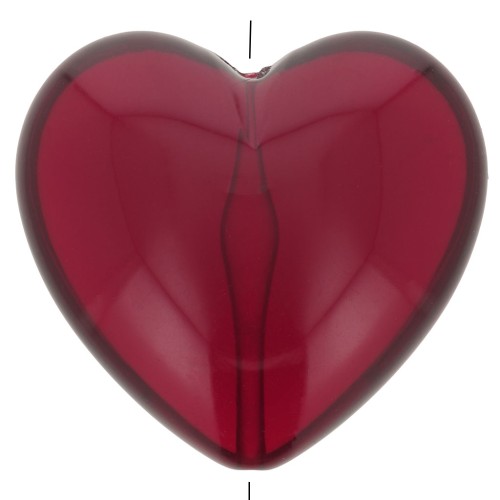 26x27mm Transparent resin heart bead - Dark Red x1