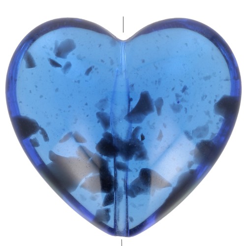 26x27mm Transparent resin heart bead - Mottled Blue x1