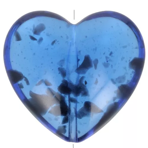 26x27mm Transparent resin heart bead - Mottled Blue x1