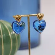 26x27mm Transparent resin heart bead - Mottled Blue x1