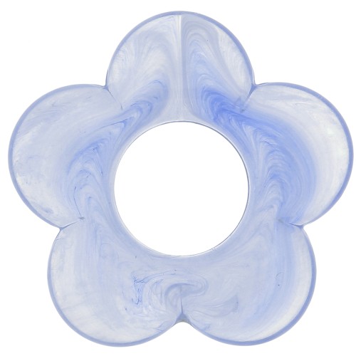 21mm transparent resin flower pendant - Marbled grey blue x1