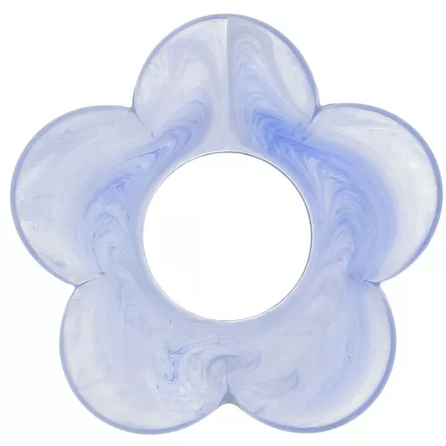21mm transparent resin flower pendant - Marbled grey blue x1