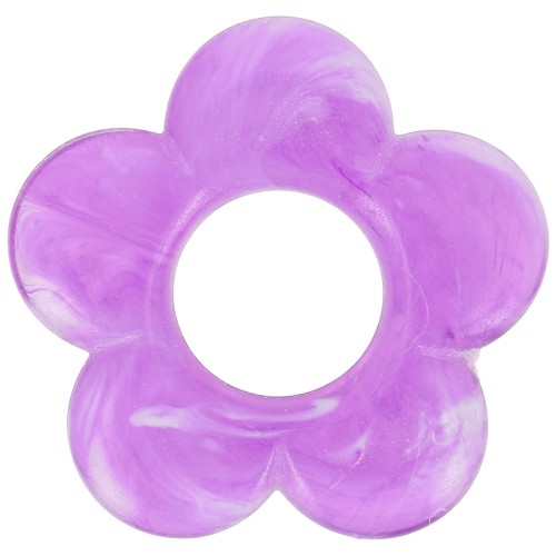 21mm transparent resin flower pendant - Marbled plum x1