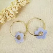 21mm transparent resin flower pendant - Marbled plum x1