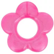 Pendentif fleur 21 mm en résine opaque - Fuchsia nacré x1