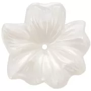 23mm transparent resin flower bead - Pearly Ivory x1