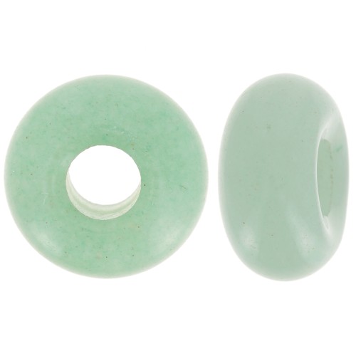 14mm Round large hole gemstone bead - donuts - Aventurine x1