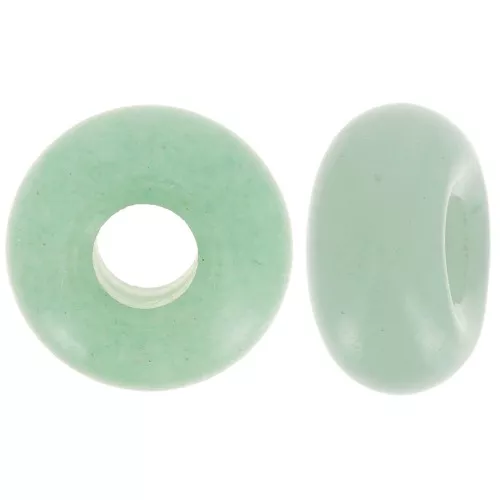 14mm Round large hole gemstone bead - donuts - Aventurine x1