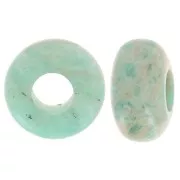 14mm Round large hole gemstone bead - donuts - Amazonite x1