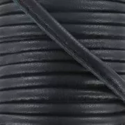 4mm stitched leather cord - Black x1m