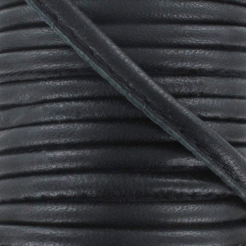 4mm stitched leather cord - Black x1m