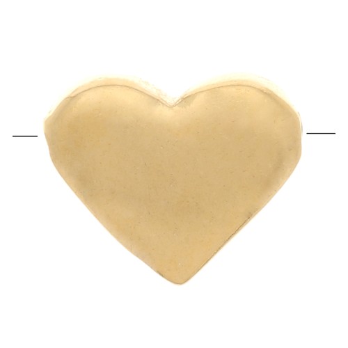 7x8mm Flat heart bead - 3 micron Gold plated x1