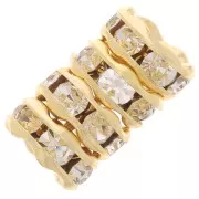 Rhinestones Rondelle 6mm Gold tone/Crystal  x4