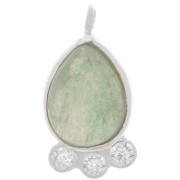 14x7mm 925 silver drop Pendant - gem & zirconium oxides - Aventurine x1|raw }}