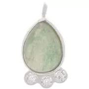 14x7mm 925 silver drop Pendant - gem & zirconium oxides - Aventurine x1