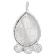 14x7mm 925 silver drop Pendant - gem & zirconium oxides - Moonstone x1