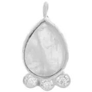 14x7mm 925 silver drop Pendant - gem & zirconium oxides - Moonstone x1