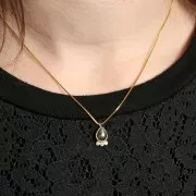 14x7mm 925 silver drop Pendant - gem & zirconium oxides - Moonstone x1