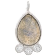14x7mm 925 silver drop Pendant - gem & zirconium oxides - Labradorite x1|raw }}