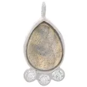 14x7mm 925 silver drop Pendant - gem & zirconium oxides - Labradorite x1