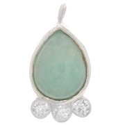14x7mm 925 silver drop Pendant - gem & zirconium oxides - Amazonite x1|raw }}
