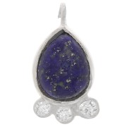 14x7mm 925 silver drop Pendant - gem & zirconium oxides - Lapis lazuli x1|raw }}