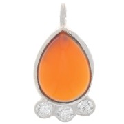14x7mm 925 silver drop Pendant - gem & zirconium oxides - imitation Carnelian x1|raw }}