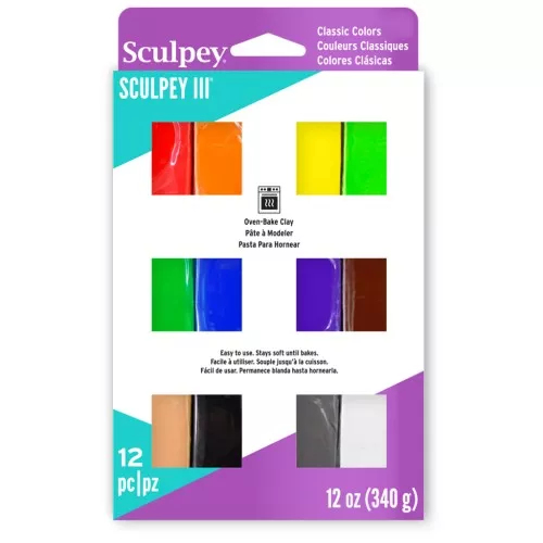 Assortment of 12 Sculpey III clay colors - Classic colors x1