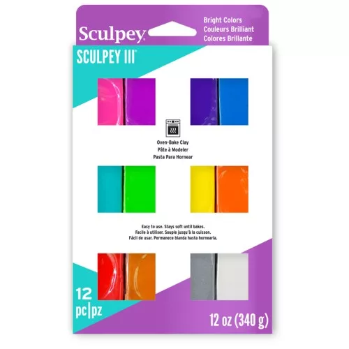 Assortment of 12 Sculpey III clay colors - Bright colors x1