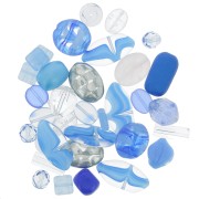 Czech glass beads assortment Blue - Crystal x50g