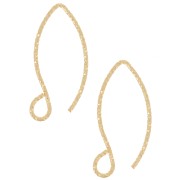 21mm 925 Sterling Silver Diamond effect Earwires - Fine Gold Plated x2