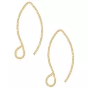 21mm 925 Sterling Silver Diamond effect Earwires - Fine Gold Plated x2