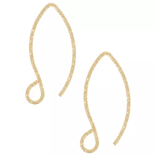 21mm 925 Sterling Silver Diamond effect Earwires - Fine Gold Plated x2