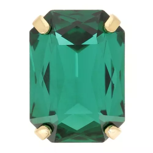 14x10mm Aurora A4627 set crystal - Octagon - Gold - Emerald x1