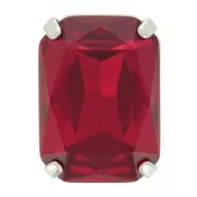 14x10mm Aurora A4627 set crystal - Octagon - Rhodium - Ruby x1