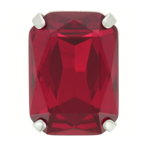 14x10mm Aurora A4627 set crystal - Octagon - Rhodium - Ruby x1